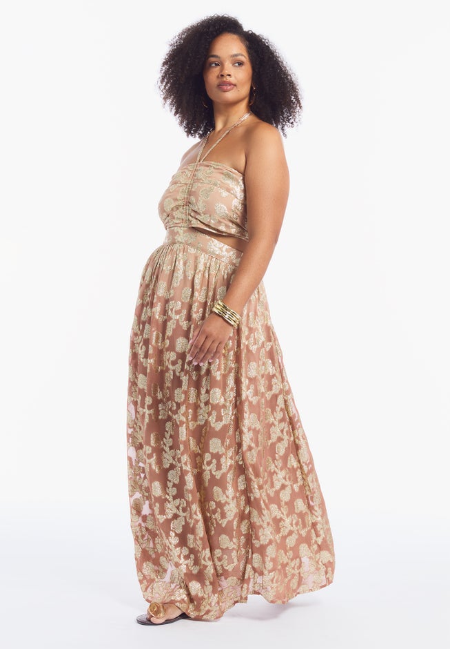 Metallic Jacquard Maxi Dress image number 5