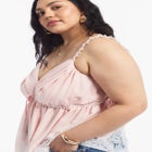 Lace-Trim Satin Camisole Top image number null