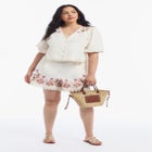 Lace-Trim Embroidered Poplin Top image number null
