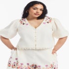 Lace-Trim Embroidered Poplin Top image number null