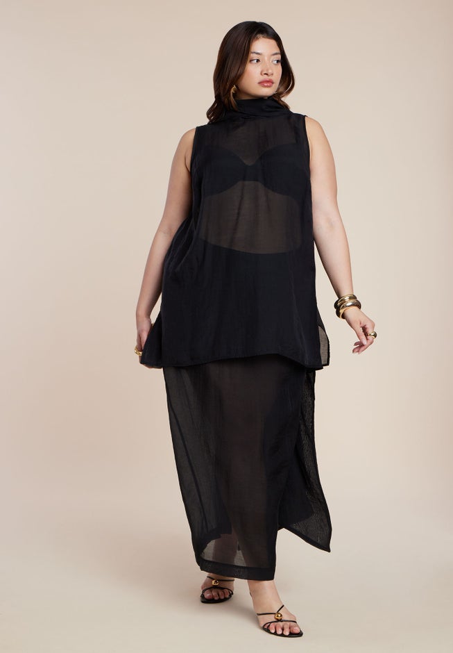 Sheer Neck-Tie Tunic image number 1