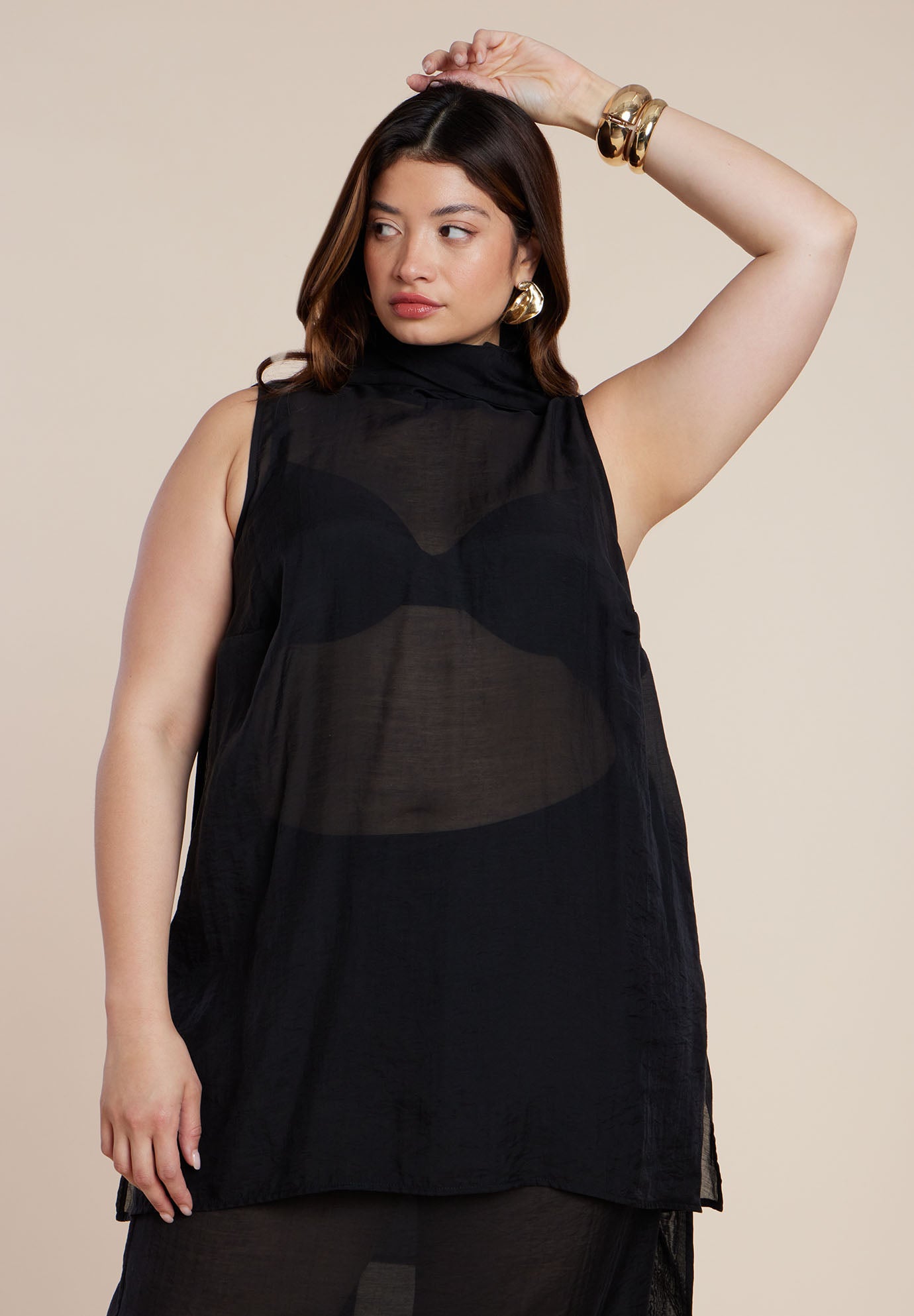 Sheer Neck-Tie Tunic image number 0