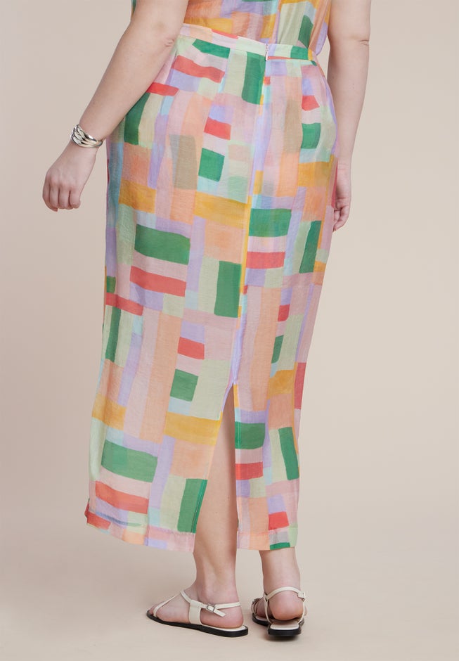 Sheer Printed Organza Skirt image number 2