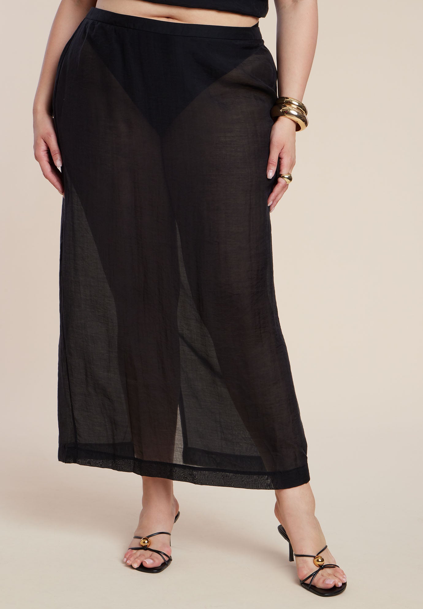 Sheer Printed Organza Skirt image number 0