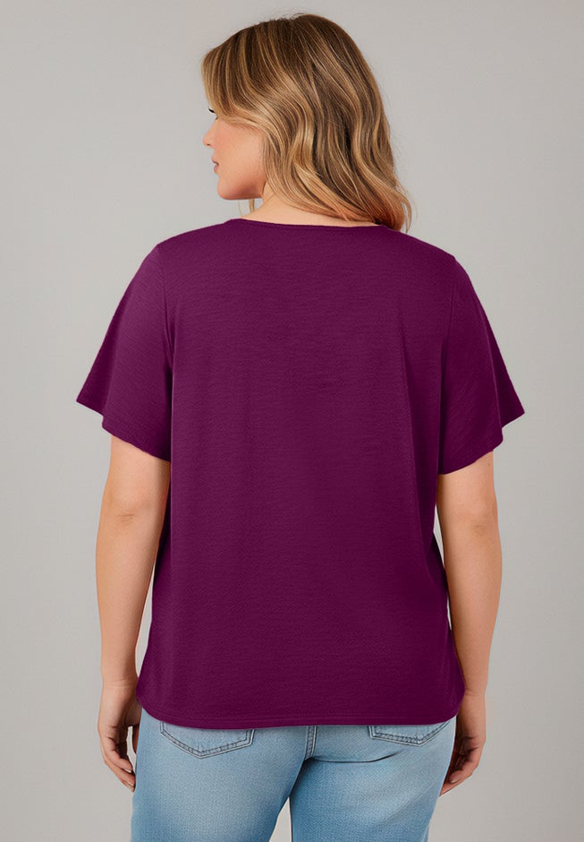 Knit Lace Yoke Tee image number 1