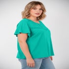 Knit Lace Yoke Tee image number null