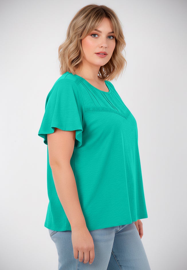 Knit Lace Yoke Tee image number 2