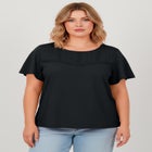 Knit Lace Yoke Tee image number null