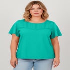 Knit Lace Yoke Tee image number null