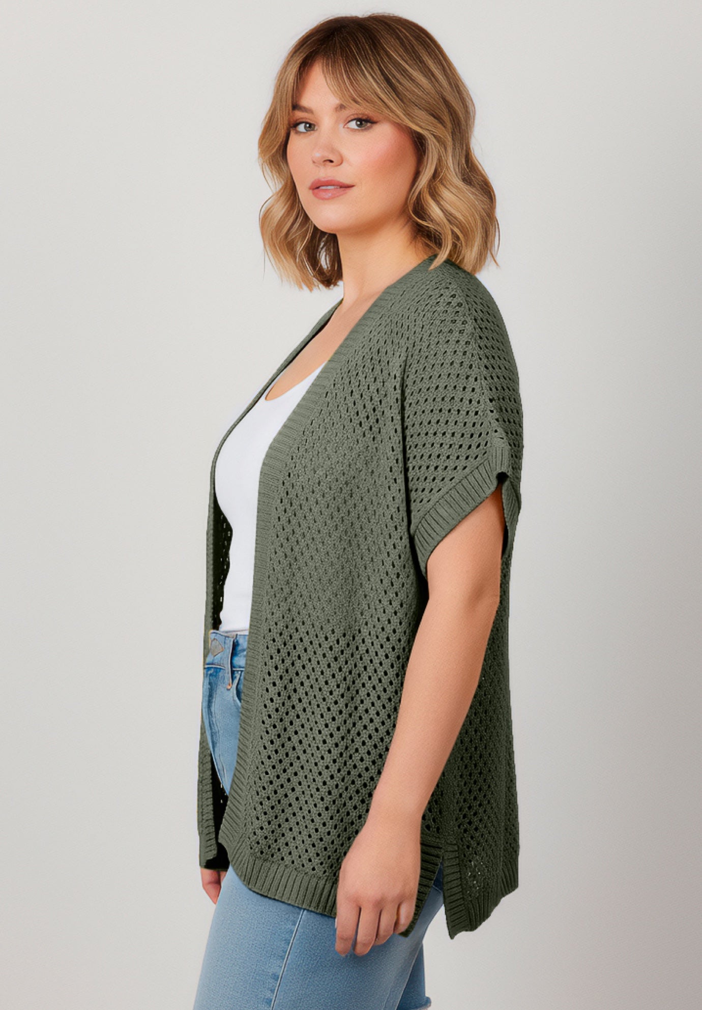 Short Sleeve Button Front Cardigan image number 2