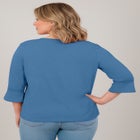 Crochet Trim Ruffle Sleeve Top image number null