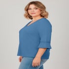 Crochet Trim Ruffle Sleeve Top image number null