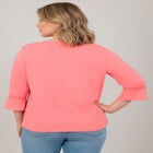 Crochet Trim Ruffle Sleeve Top image number null