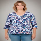 Crochet Trim Ruffle Sleeve Top image number null