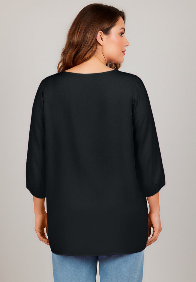 Lace Neckline Peasant Blouse image number 1