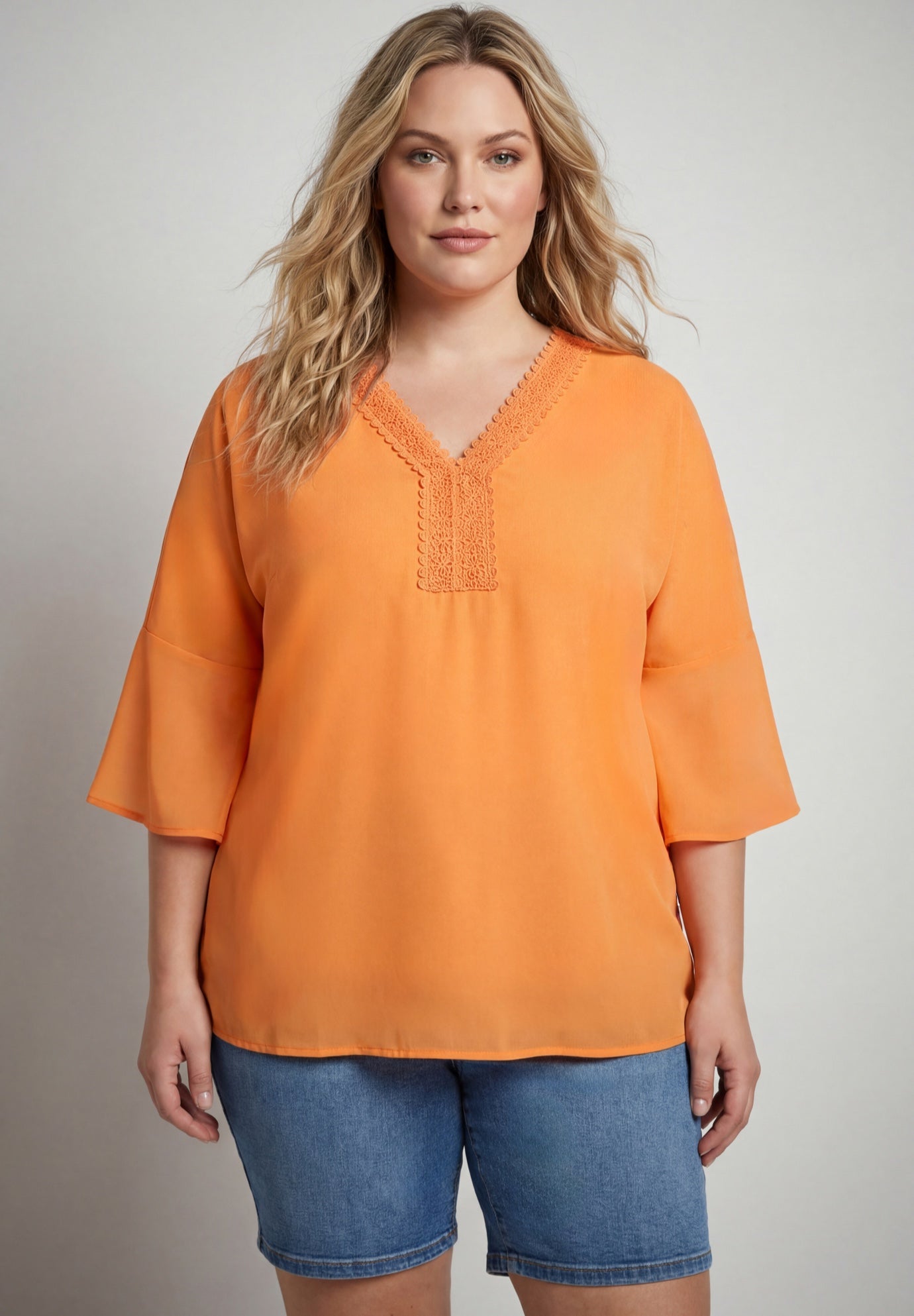 Crochet Trim Caftan Top image number 0