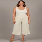 Knit Gauze Smocked Wide-Leg Crop image number null