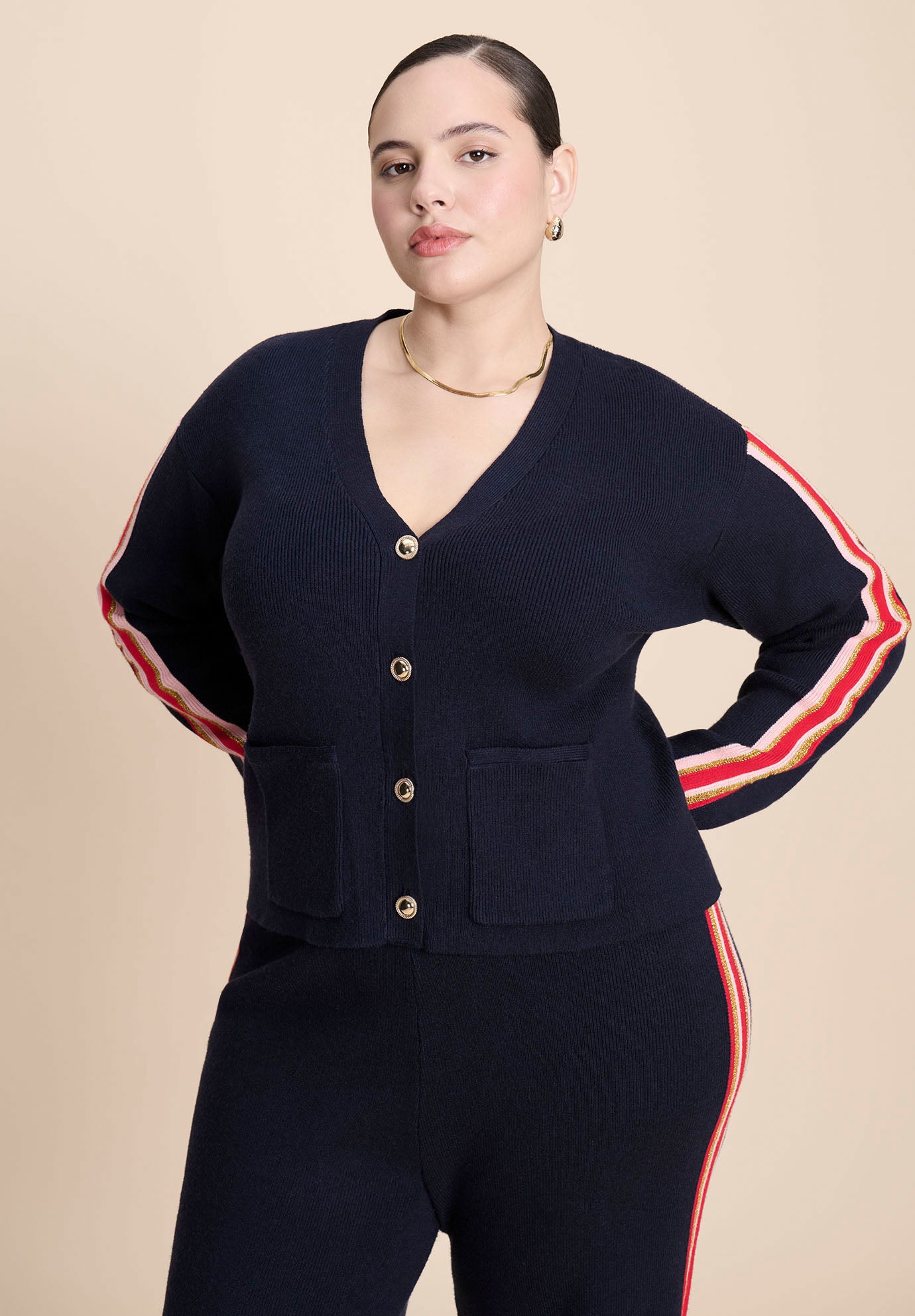 Lurex Stripe Cardigan image number 0