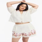 Lace-Trim Embroidered Poplin Shorts image number null