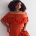 Off-Shoulder Fringe Sweater Dress image number null