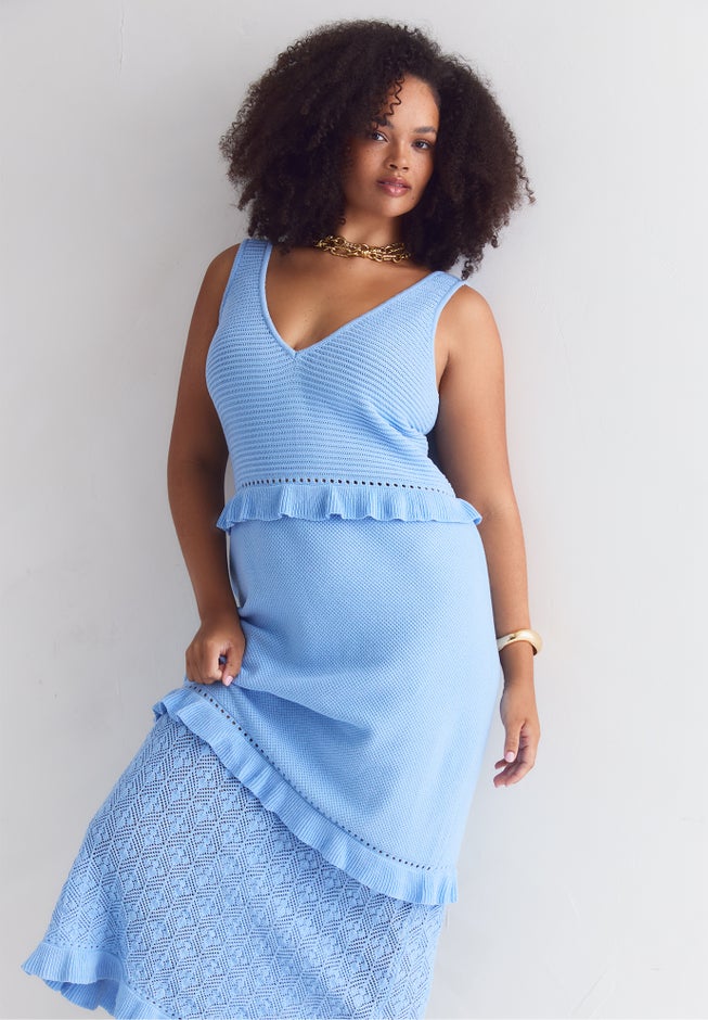 Crochet Sweater Maxi Dress image number 5