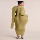 Wrap Scarf-Detail Sweater Midi Dress image number 2