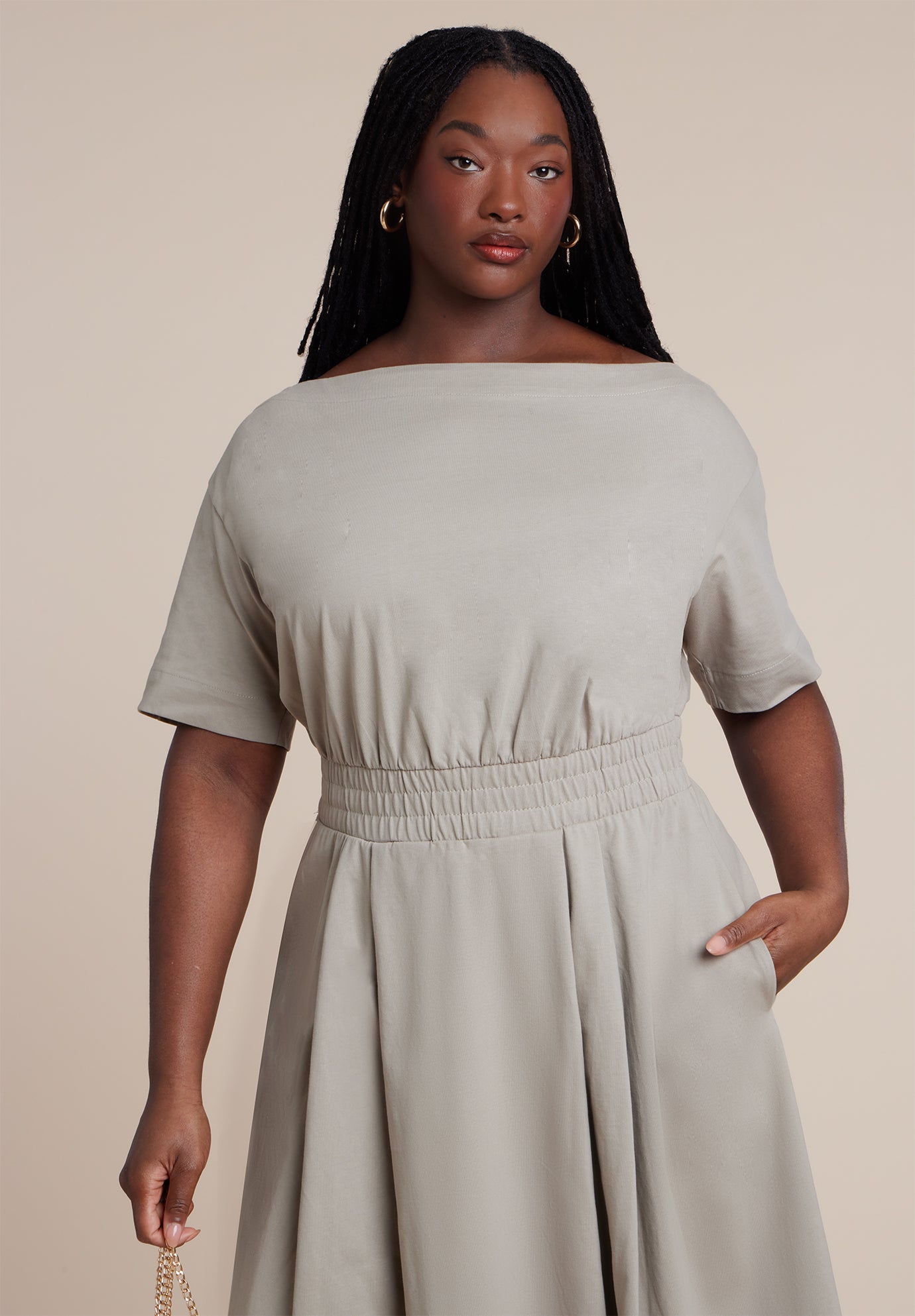 Asymmetrical Neck A-Line Dress image number 1