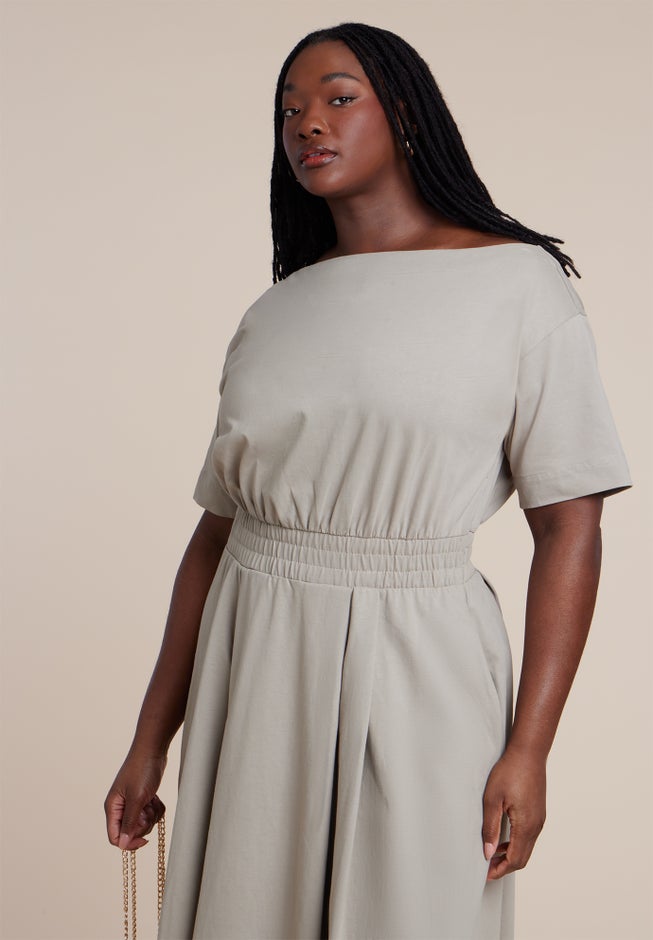 Asymmetrical Neck A-Line Dress image number 2