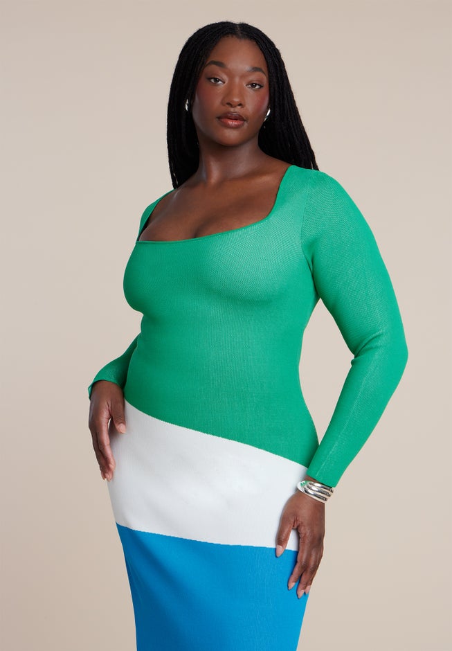 Asymmetrical Stripe Sweater Dress image number 3