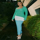 Asymmetrical Stripe Sweater Dress image number null