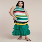 Stripe & Ruffle Sweater Dress image number null