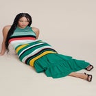 Stripe & Ruffle Sweater Dress image number null