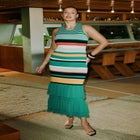 Stripe & Ruffle Sweater Dress image number null