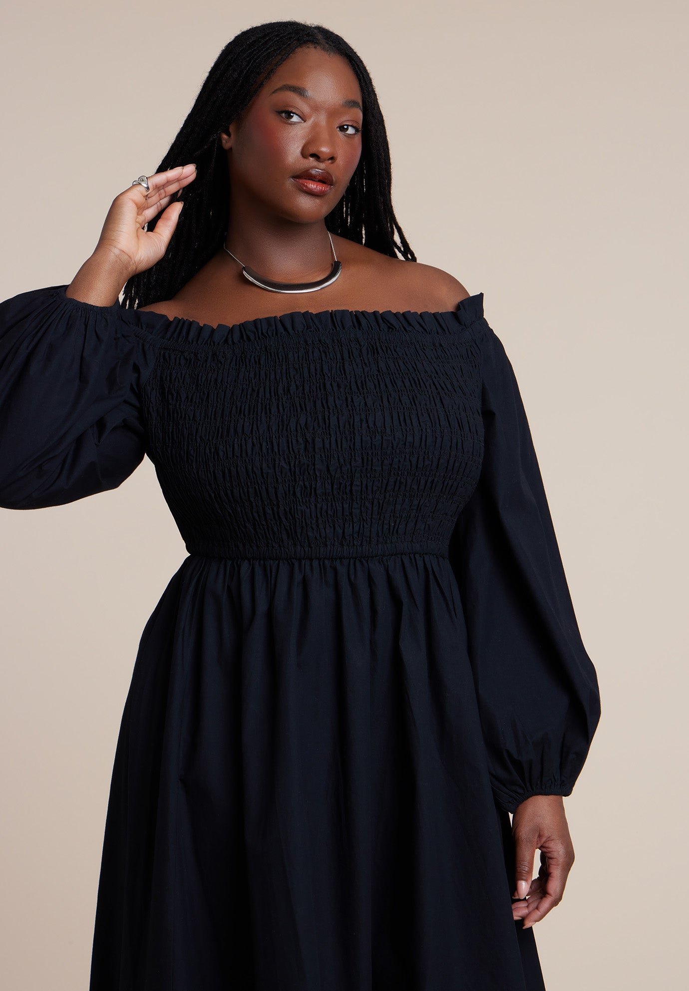 Long Sleeve Smocked Maxi Dress image number 1