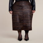 Faux Pony Hair Column Midi Skirt image number 1
