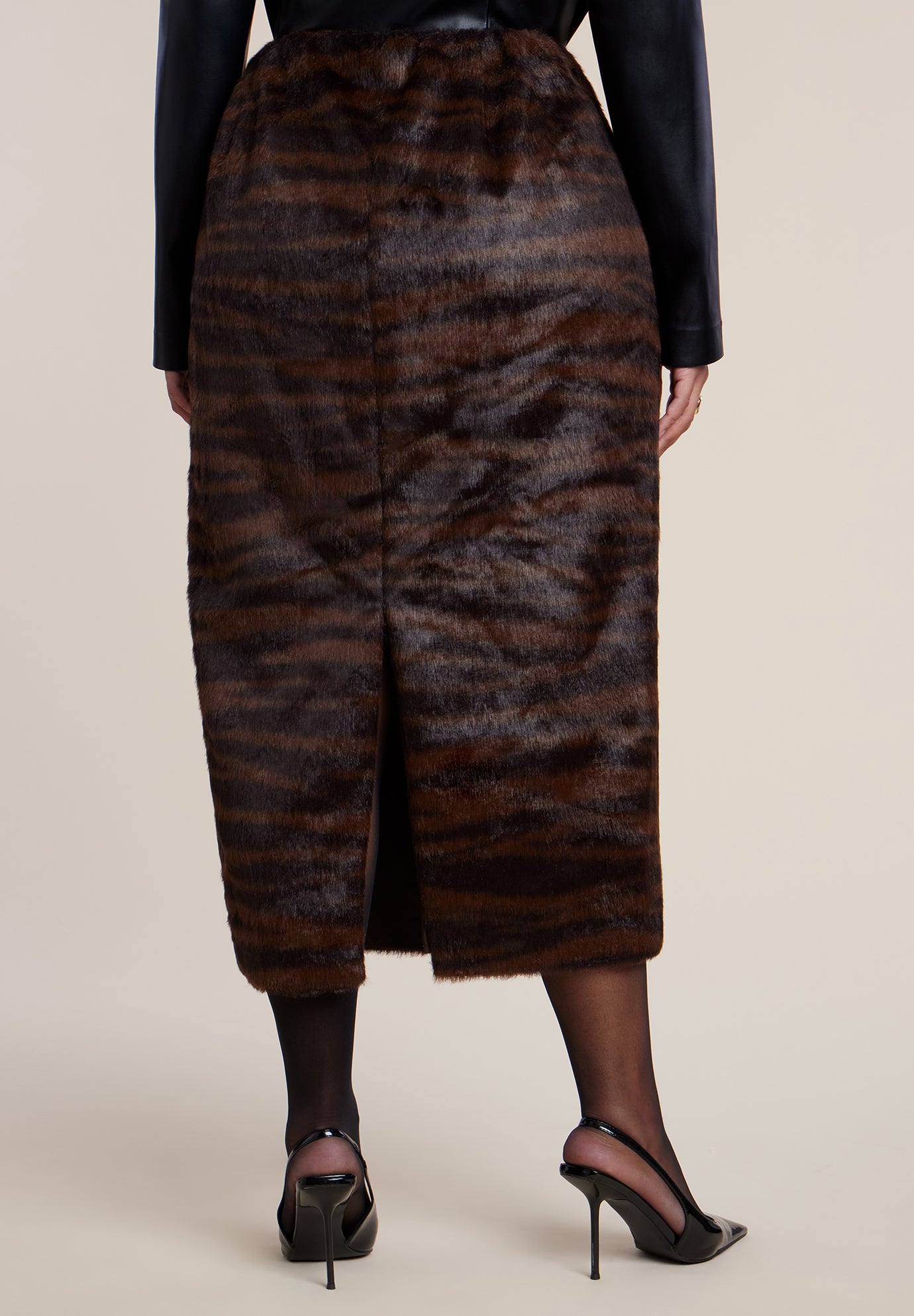 Faux Pony Hair Column Midi Skirt image number 2