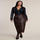 Faux Pony Hair Column Midi Skirt image number 0