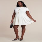 Button Detail Pleated Mini Dress image number null