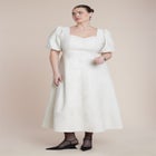 Faux Leather Puff Sleeve Maxi Dress image number null