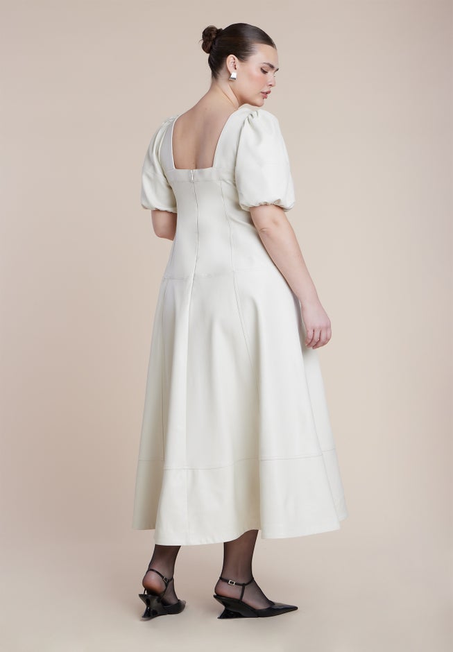 Faux Leather Puff Sleeve Maxi Dress image number 6