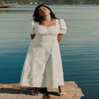 Faux Leather Puff Sleeve Maxi Dress image number null