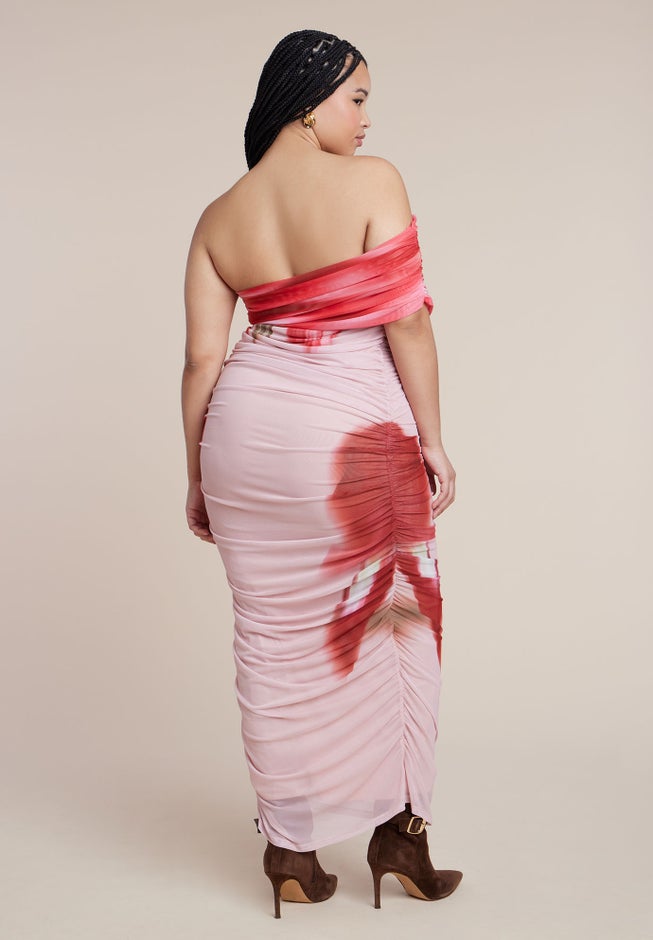 Asym Mesh Shirred Dress image number 3