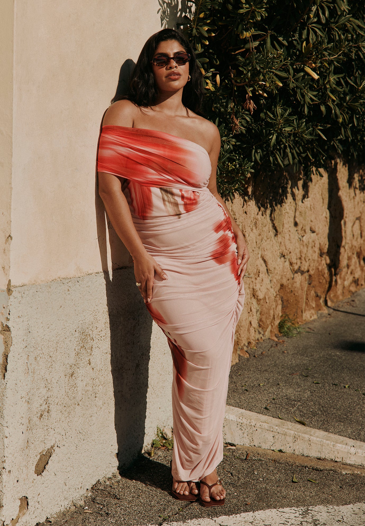 Asym Mesh Shirred Dress image number 0