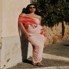 Asym Mesh Shirred Dress image number null