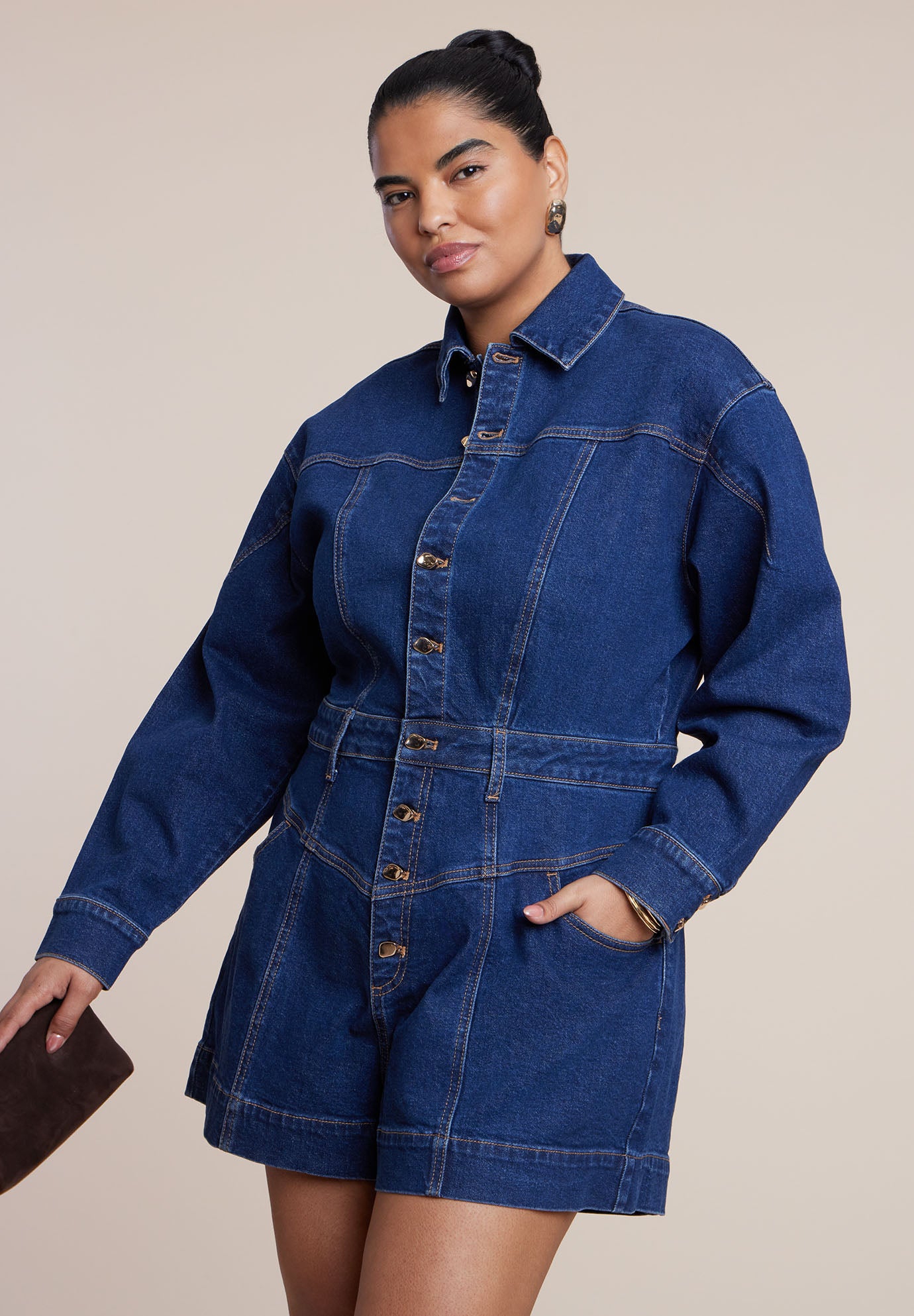 Denim Romper image number 3