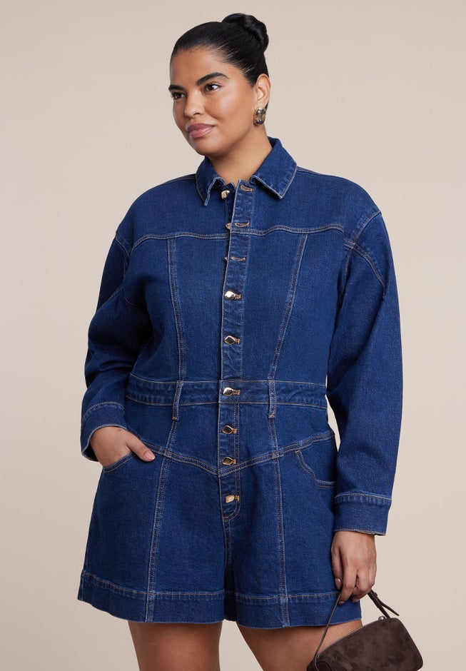 Denim Romper image number 4