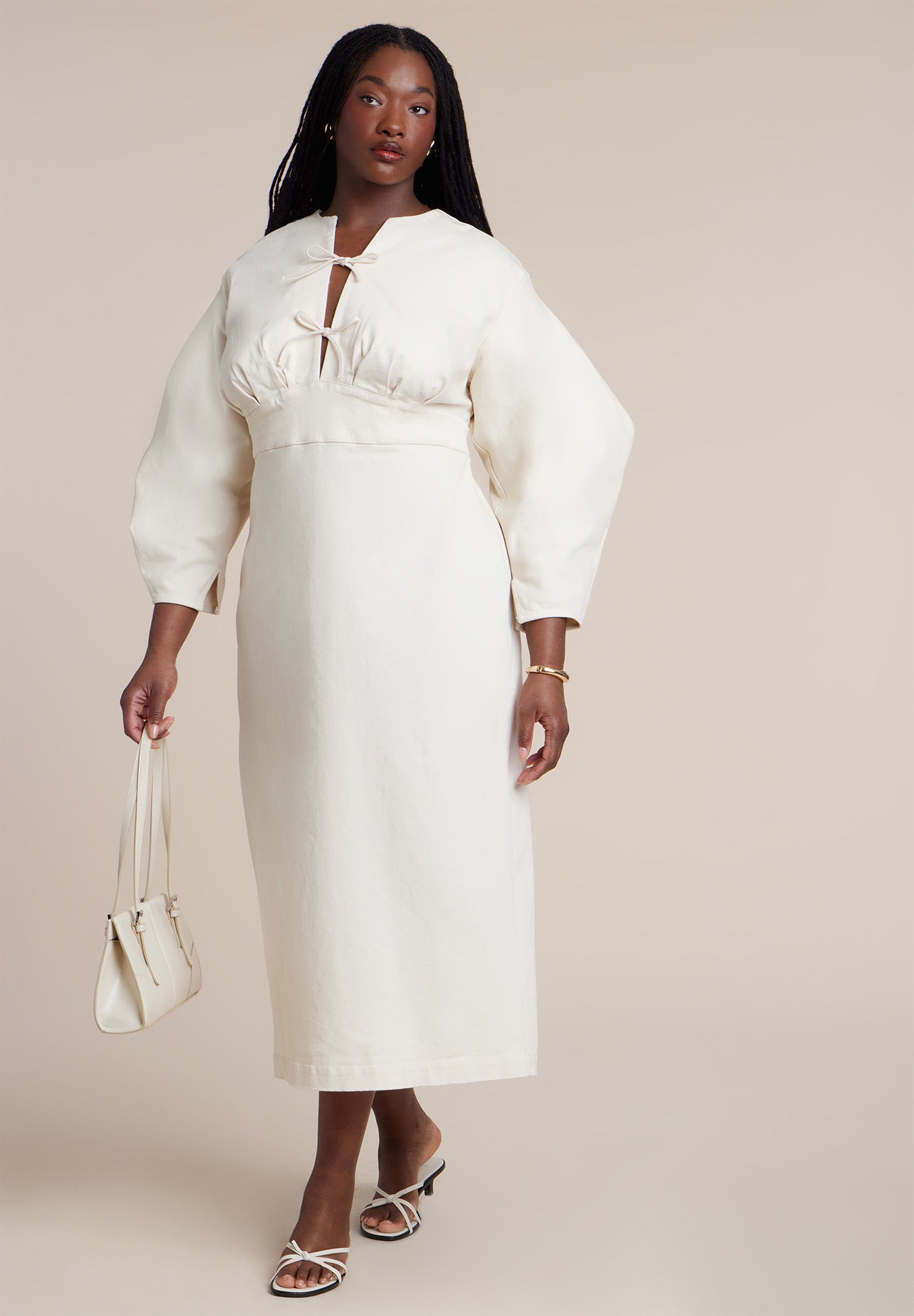 Tie Front Denim Maxi Dress image number 0