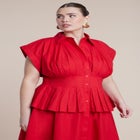 Peplum Poplin Shirt Dress image number null