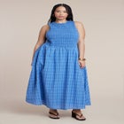 Smocked Bodice Plaid Dress image number null