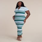 Stripe Stitch Collar Sweater Dress image number null